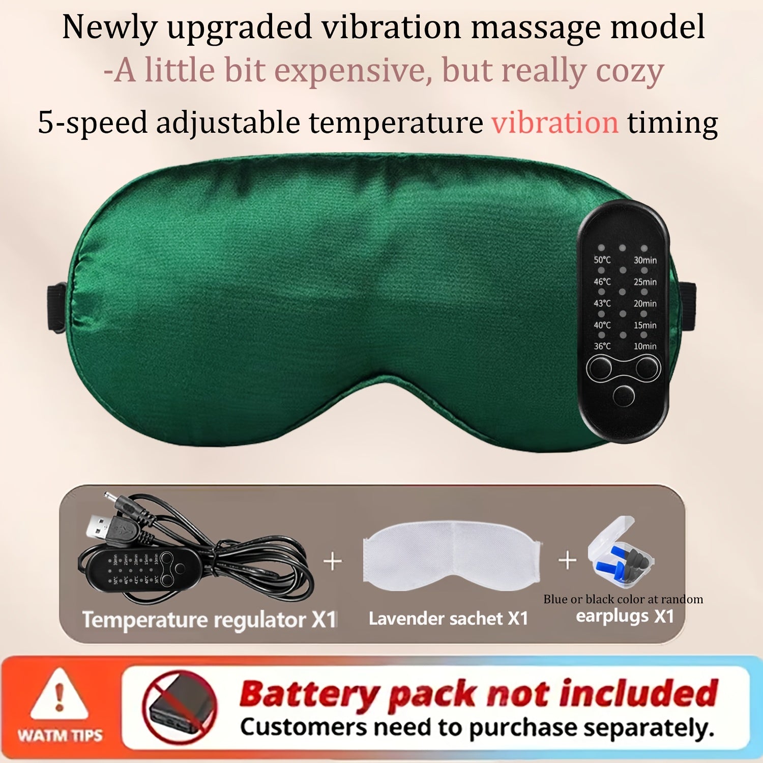 USB-quvvatlangan aqlli isitish massaj ko'z niqobi, sozlanadigan tebranish va harorat nazorati bilan, oila va do'stlar uchun mukammal dam olish sovg'asi