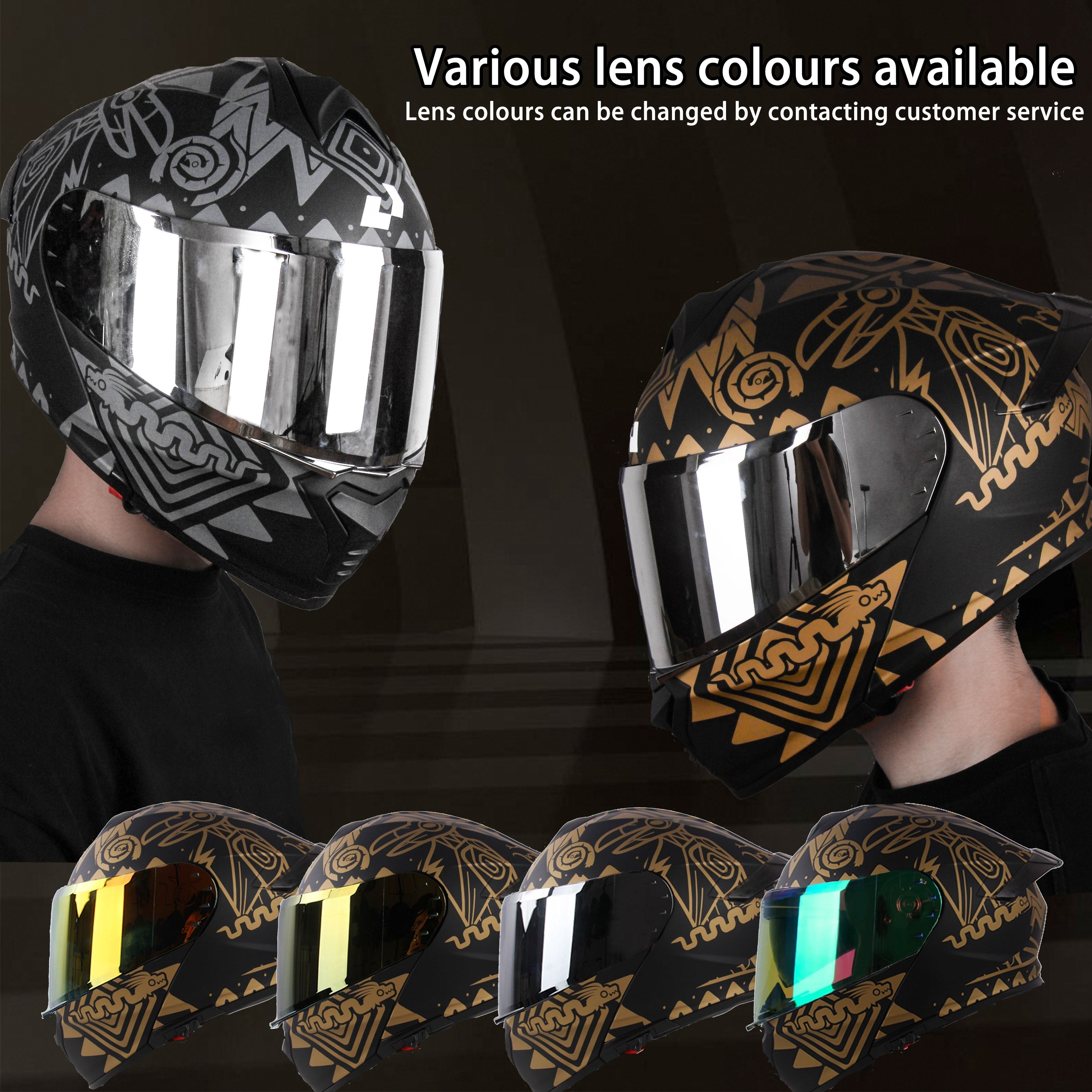 Zamonaviy mototsikl shlepi, ikki ko'zoynak, ajratiladigan yuz qopqog'i va yaxshilangan xavfsizlik xususiyatlari bilan qora rangda qizil va pushti aksentlar bilan. Mustahkam ABS qatroni konstruktsiyasi. Mototsikl xavfsizlik uskunalari.