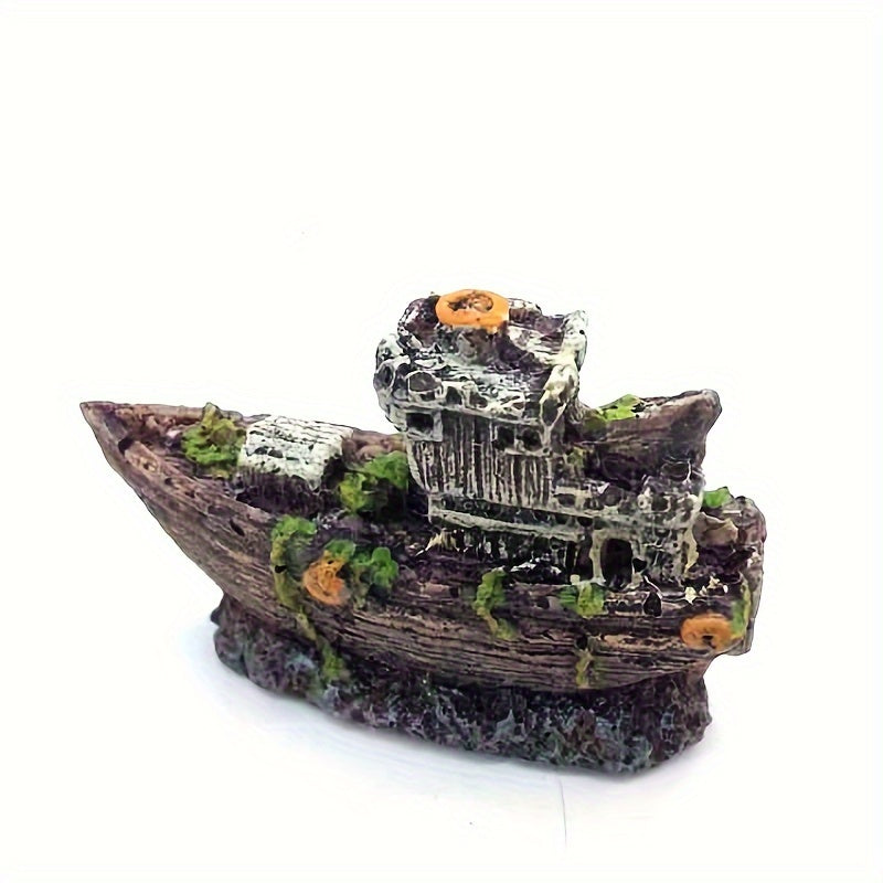 Mini Resin Pirate Ship Aquarium Decor Sinking Boat for Fish Tank