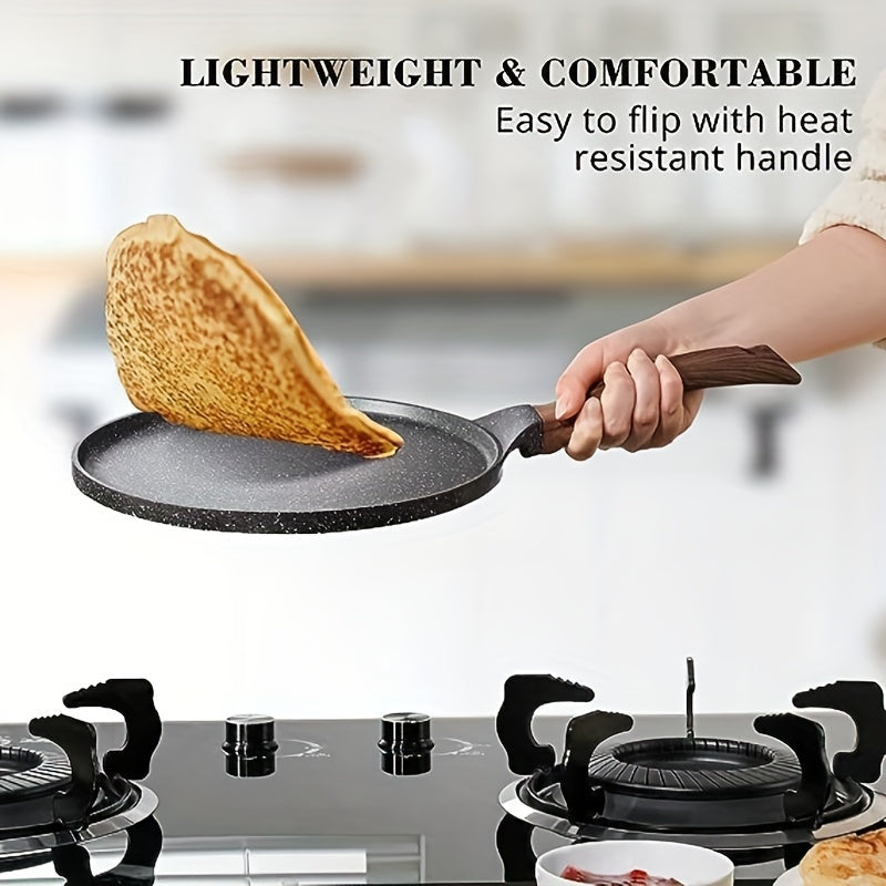 10-Inch Nonstick Crepe Pan with Swiss Granite Coating Aluminum Pancake Skillet Stay-Cool Handle Induction Compatible