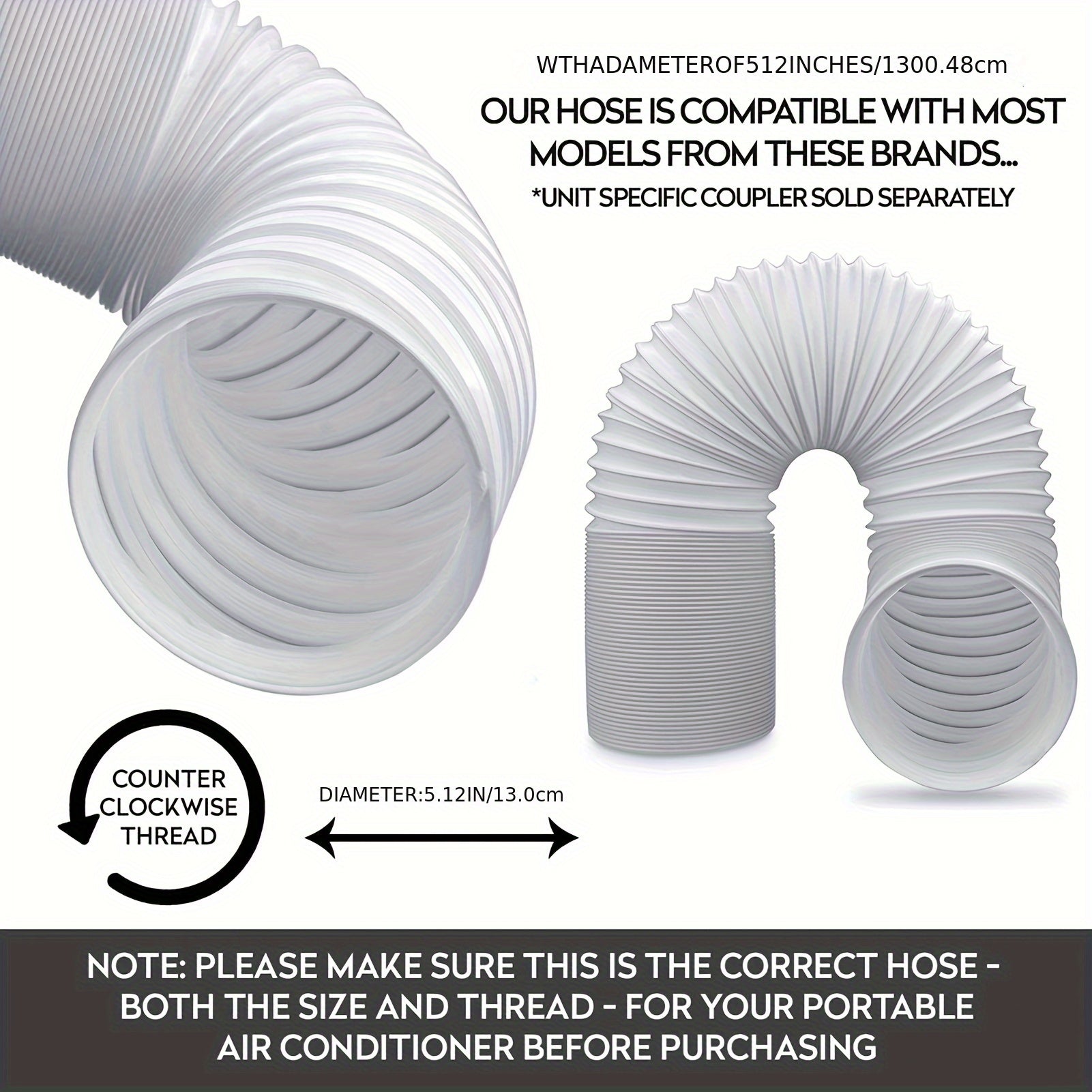 1.5m Extendable AC Vent Hose Universal Fit Portable Air Conditioner Exhaust Durable