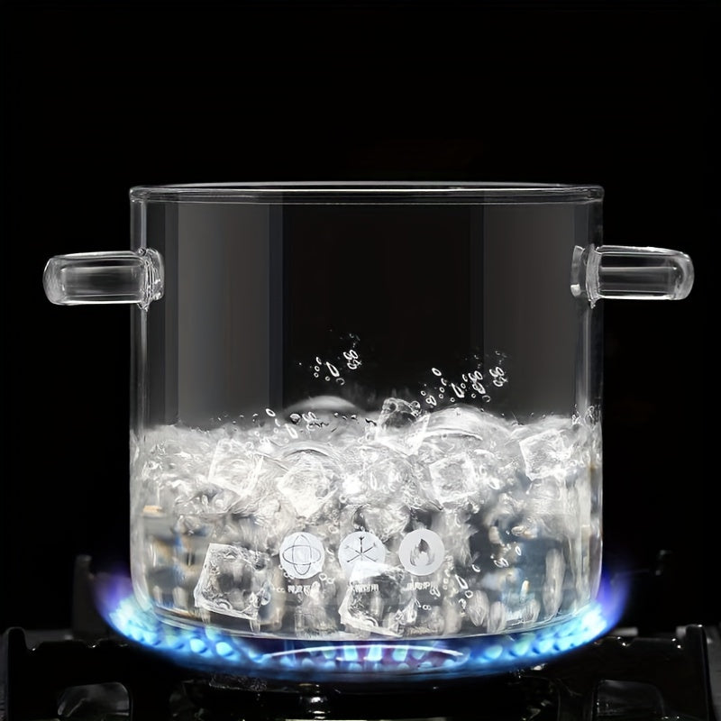 Glass Cooking Pot 1.5L/2L Borosilicate with Lid for Gas and Induction Stoves