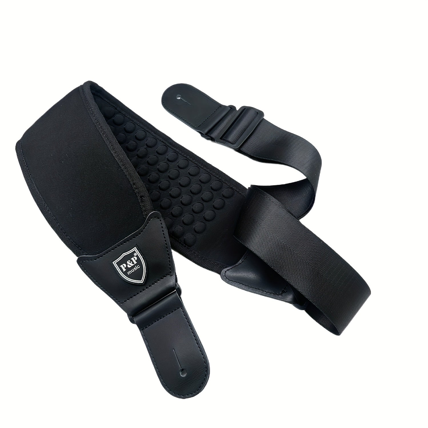 Correa para guitarra eléctrica y bajo de 4 pulgadas de ancho, longitud ajustable, negra con cierre y pestañas