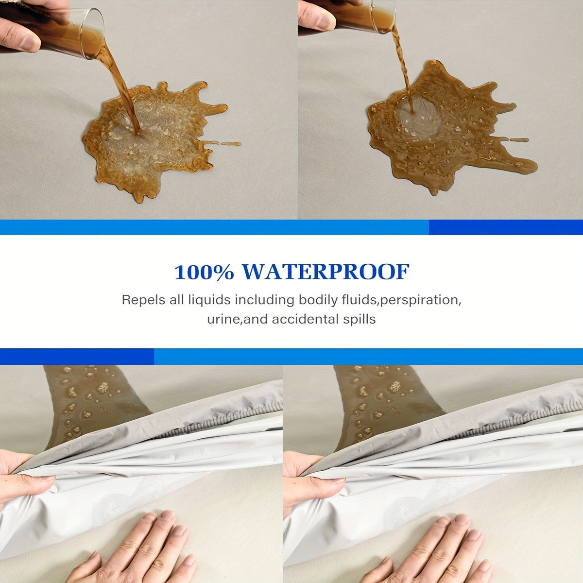 Приспособленная простыня водонепроницаемая однотонная с мягким ворсом, глубокие карманы, защитный чехол для матраса