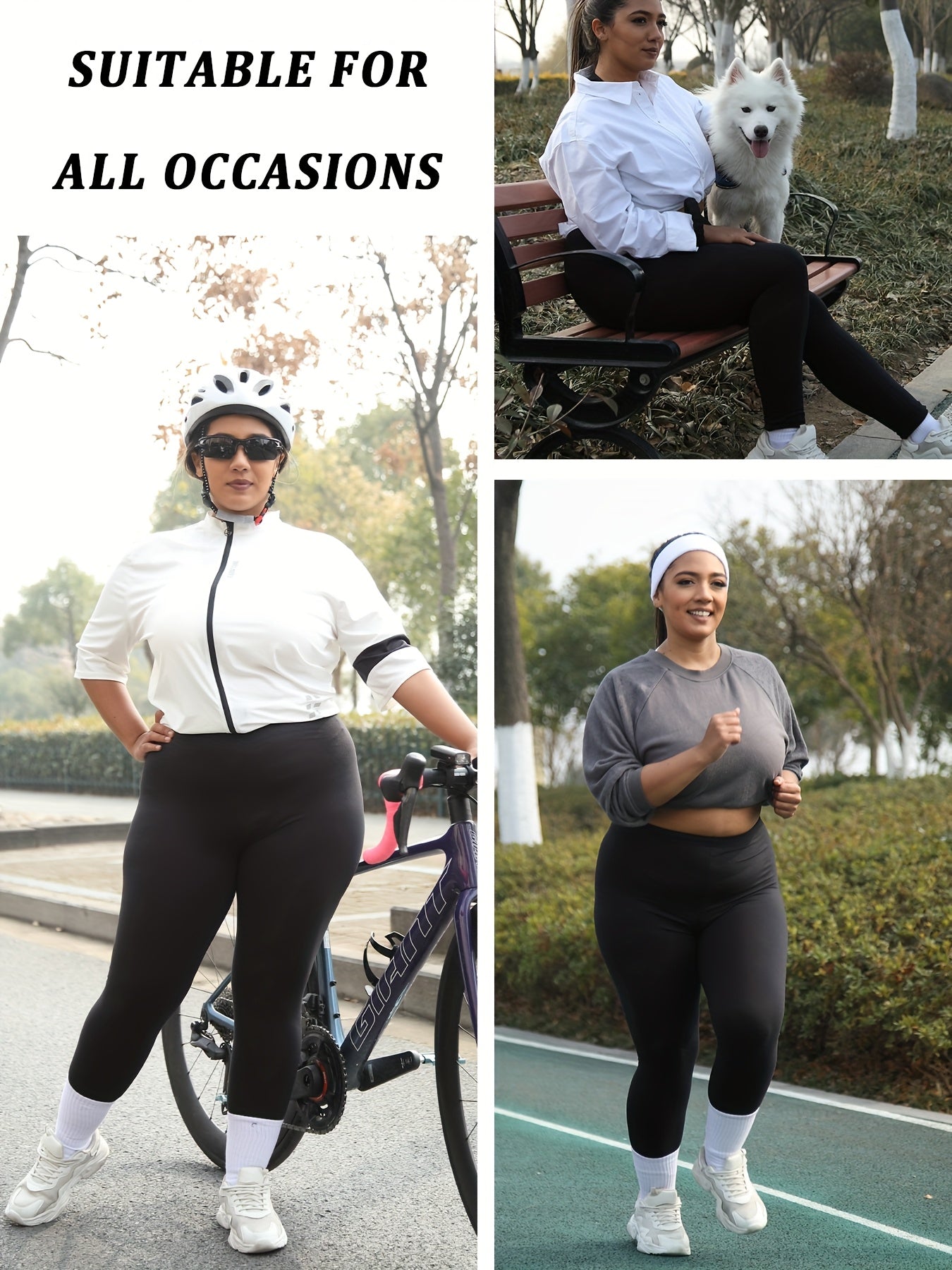 Women Plus Size Soft Sport Leggings with Text Black Pink for Running Yoga