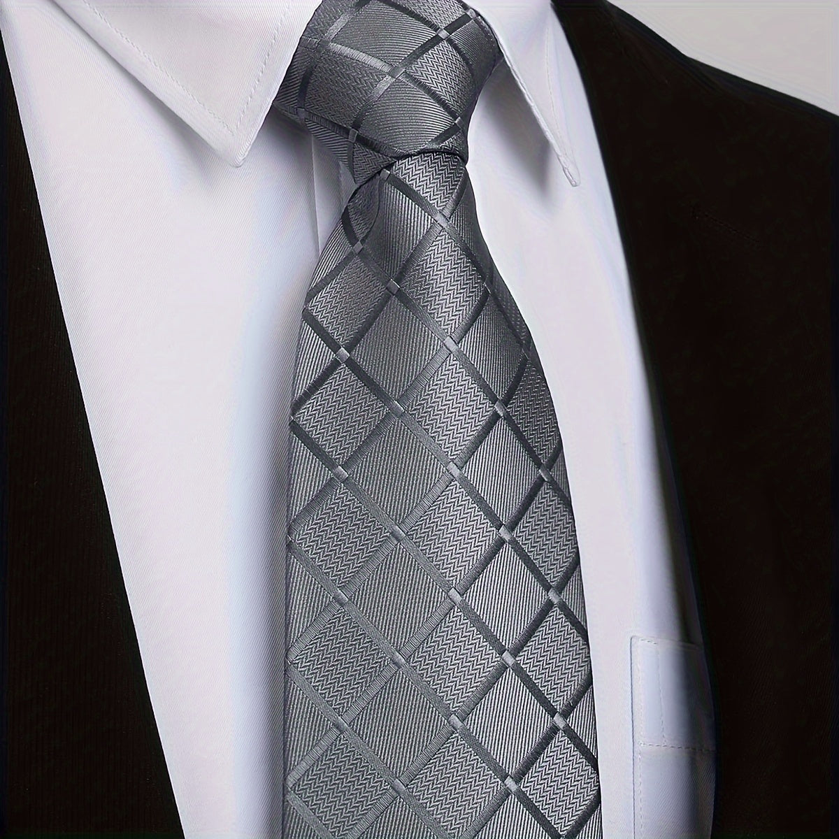 Erkaklar uchun Plaid galstuk 8cm keng, polyester, to'ylar, ziyofatlar, biznes uchun