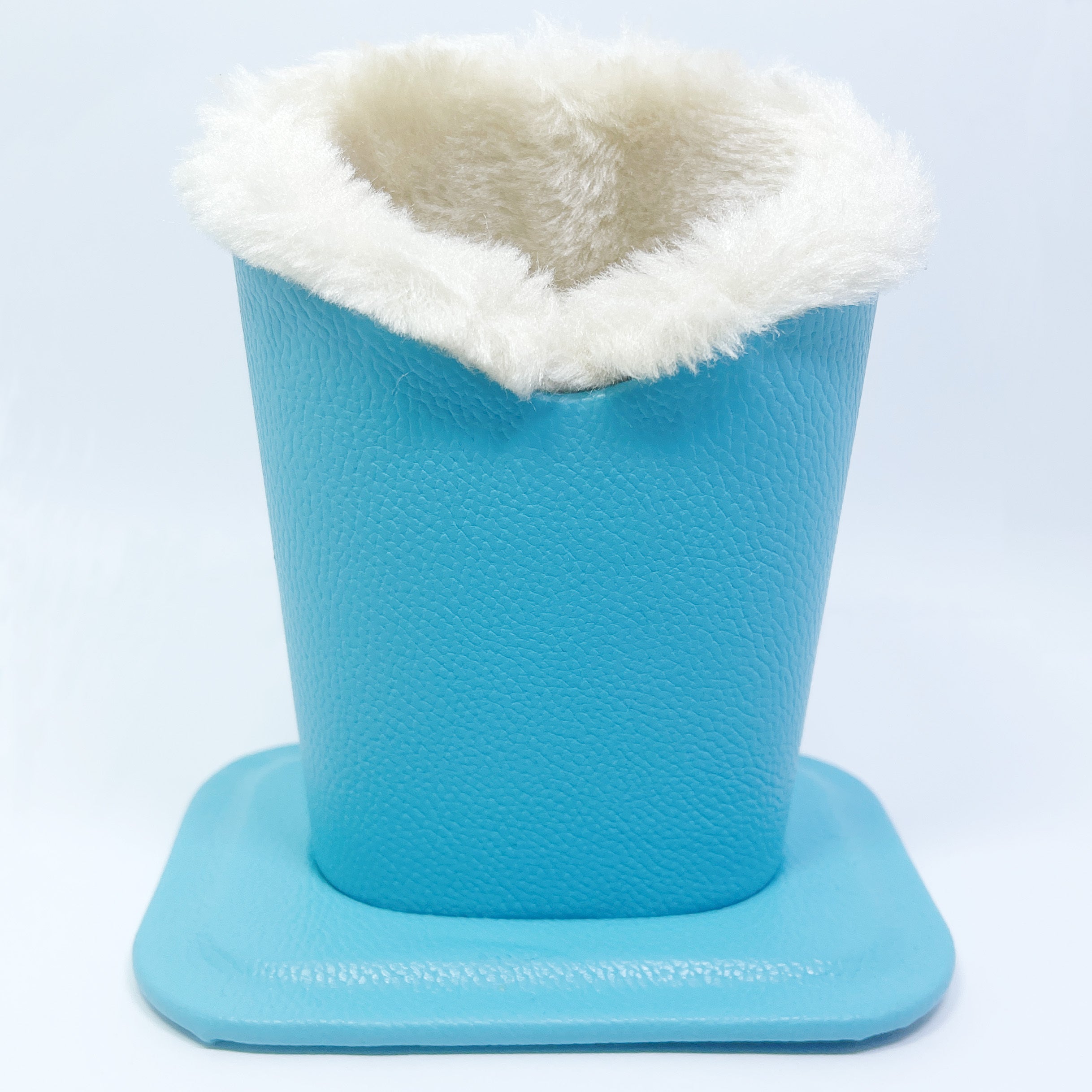 Glasses Holder with Plush Lining and Leather Exterior for Desk or Nightstand