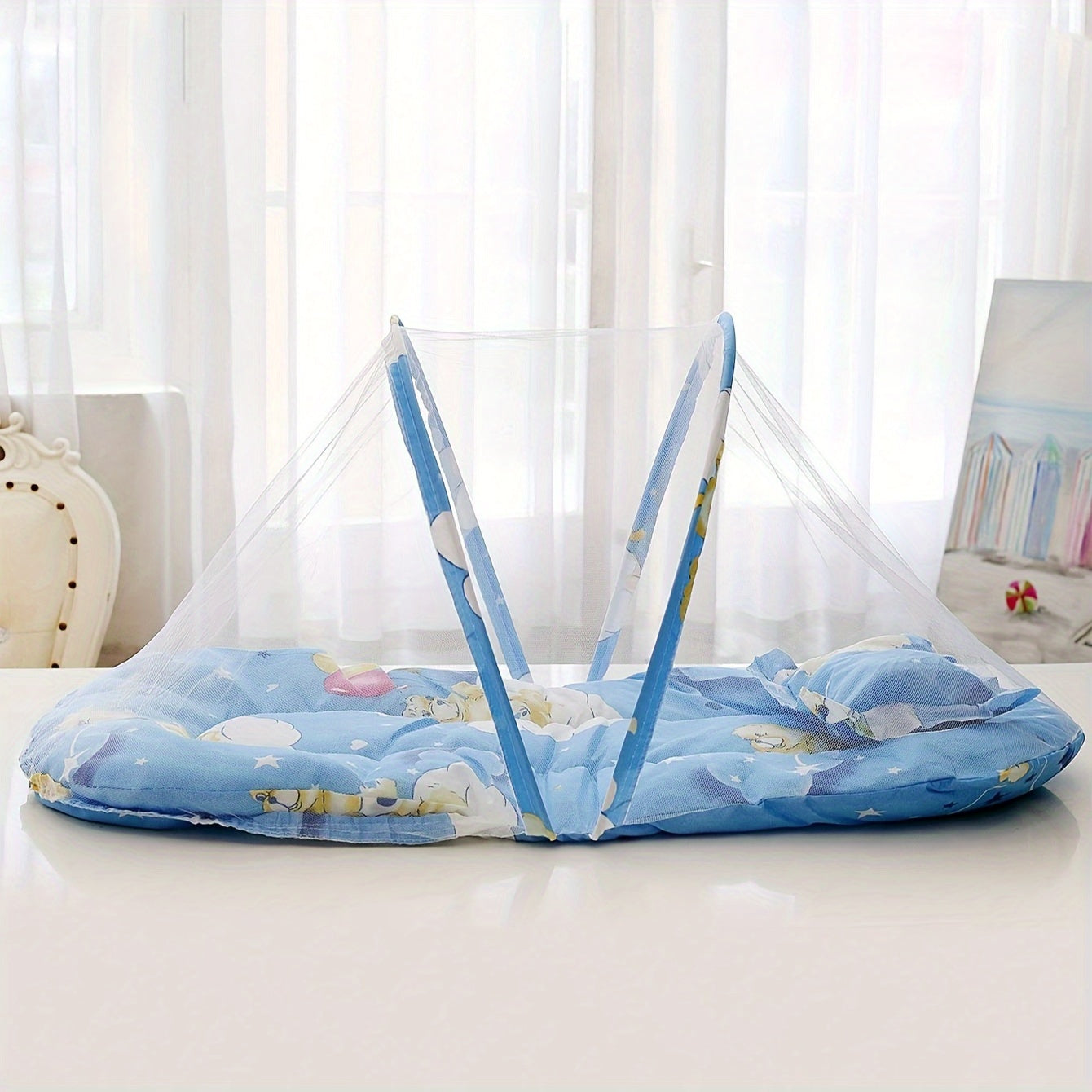 Red de mosquito plegable portátil para el hogar y viajes, fácil de instalar, ideal para acampar y regalos