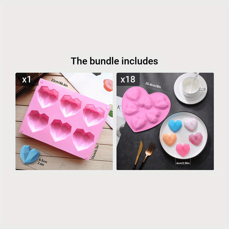 Silicone Baking Mold for 3D Diamond Heart-Shaped Desserts Cake Mousse Candy