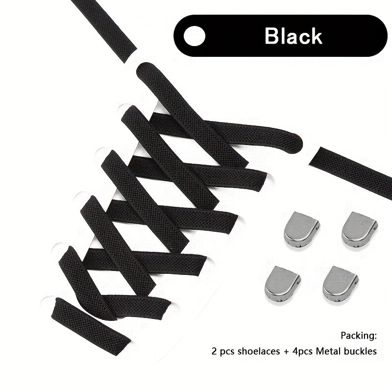 Unisex Polyester Elastic No-Tie Shoelaces for Running and Casual Shoes