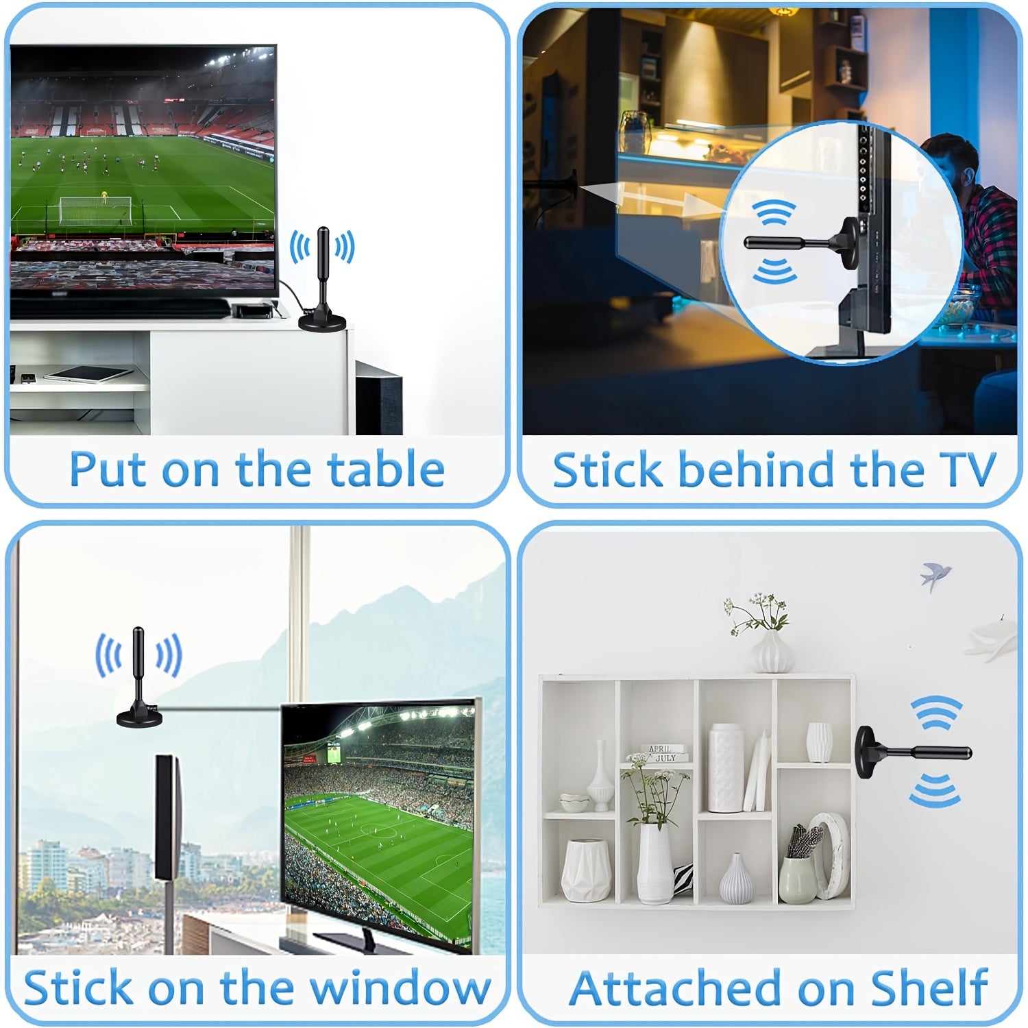 Indoor Digital TV Antenna 2025 Upgraded Magnetic Base 360° Long-Range Reception