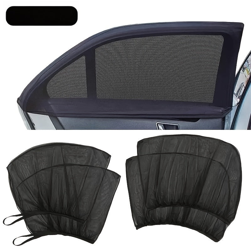 4pcs Car Window Shades Mesh Sunshade Bug Screen UV Protection Breathable Privacy