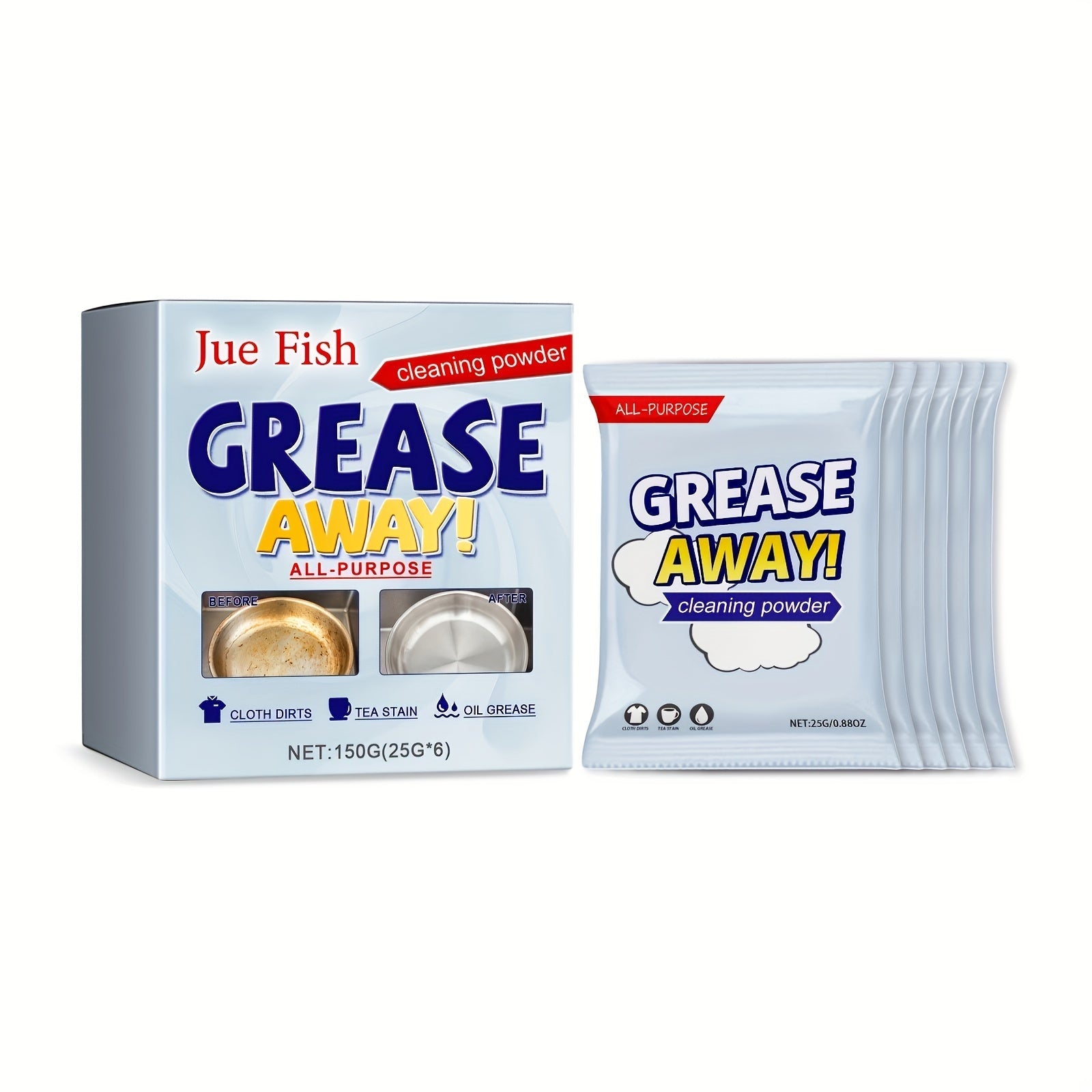 Fish Grease Cleaner Powder for Kitchen Surfaces and Oven Racks