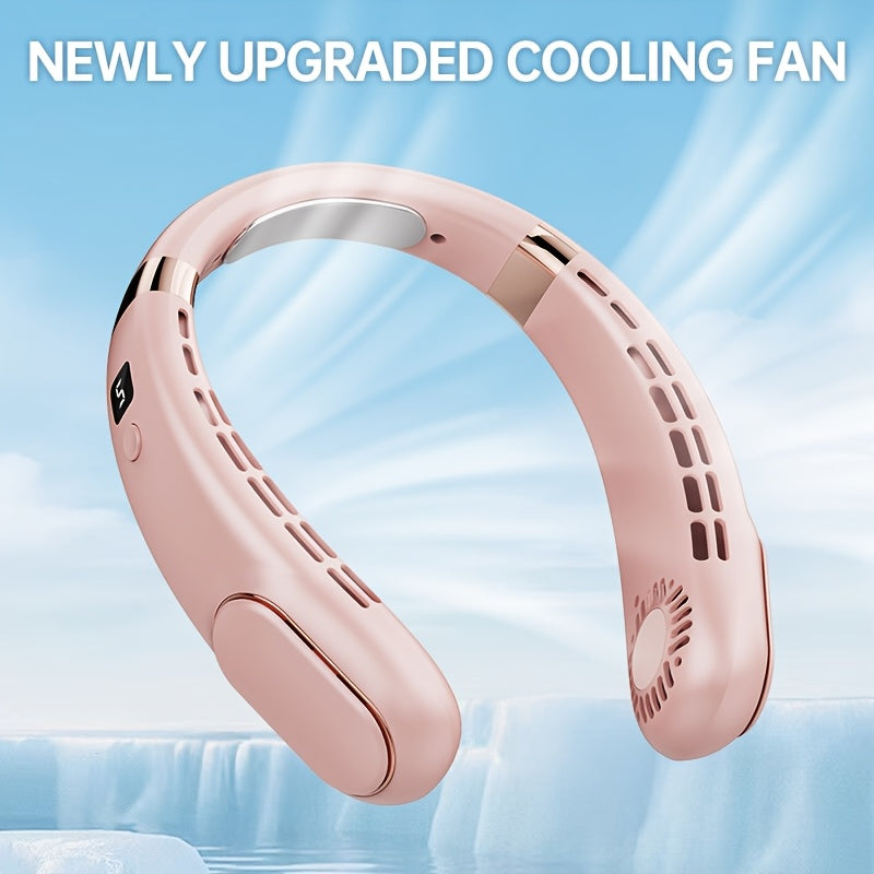 Portable Neck Fan Dual Turbo Airflow USB Rechargeable 5-Speed Cooling for Sports Travel