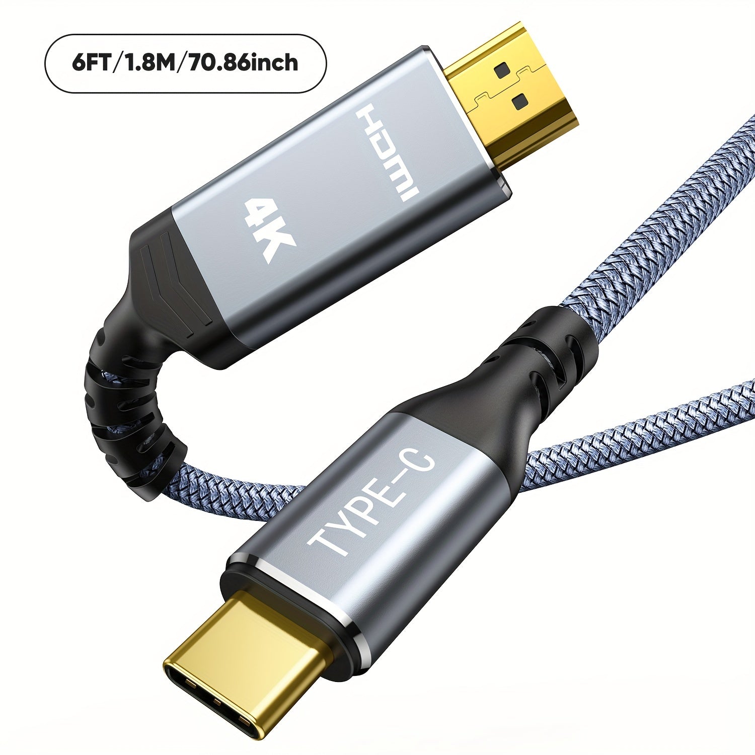 4K USB C to HDMI Cable for MacBook iPad Samsung Galaxy Surface Dell HP 3.05m