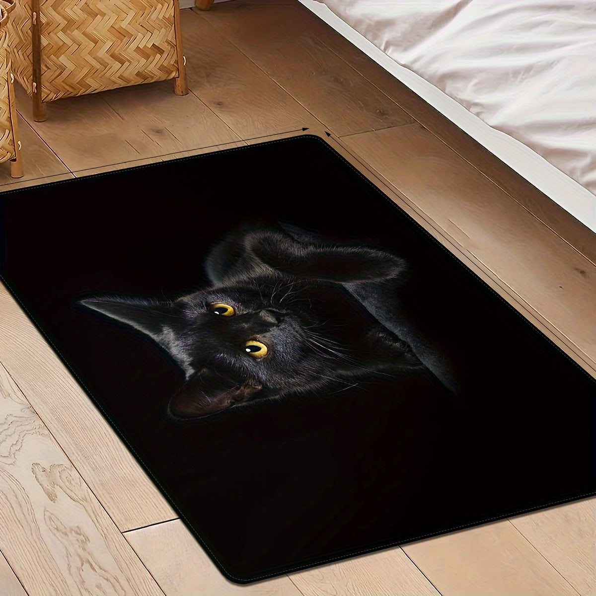 Black Cat Entrance Floor Mat Polyester Doormat Indoor Outdoor Non-Slip Stain Resistant