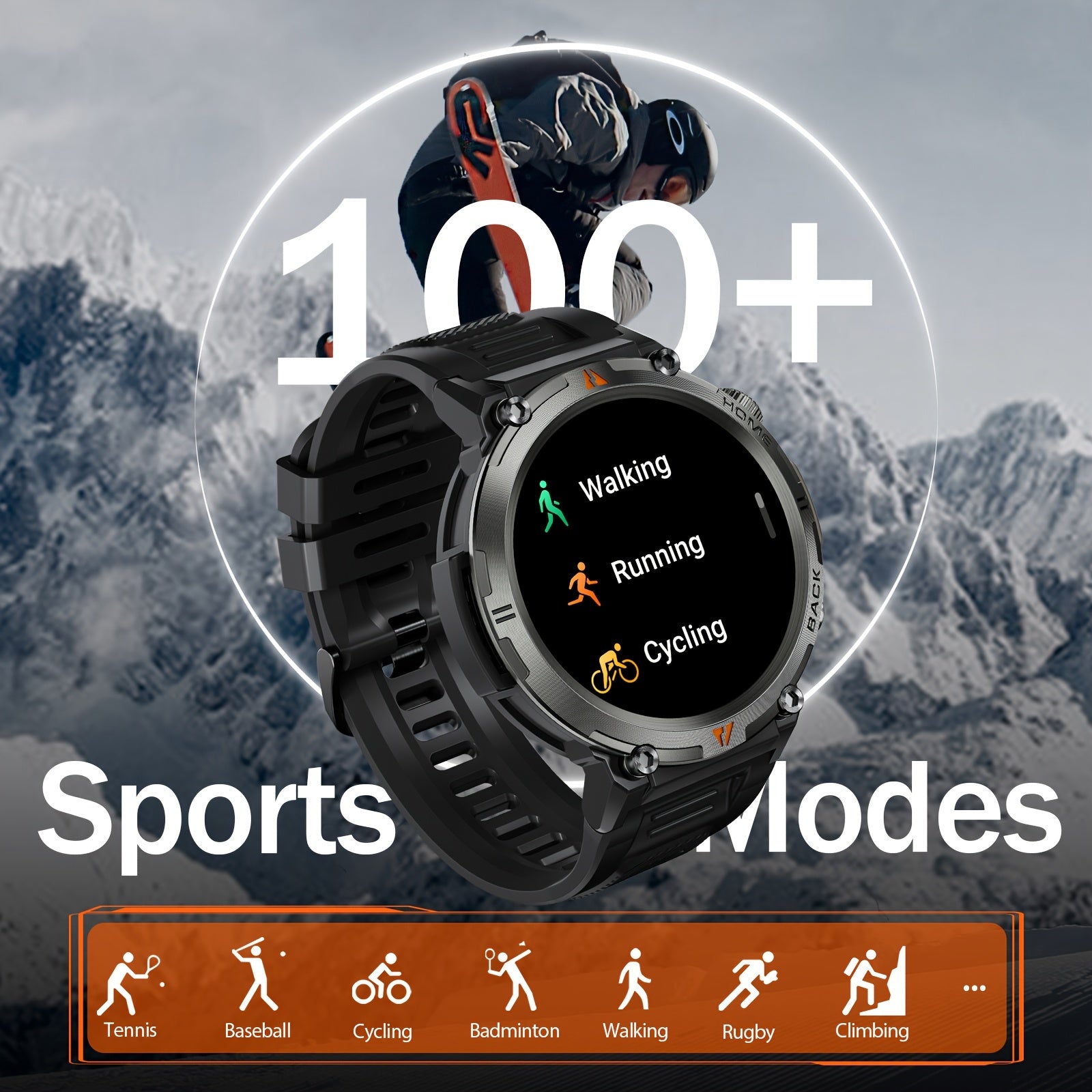 Men's Smartwatch with TFT Display Water Resistant Sports Modes Compatible with iPhone and Android