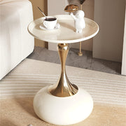 Glam Style Round Metal Side Table Unfinished Finish Portable Living Room End Table