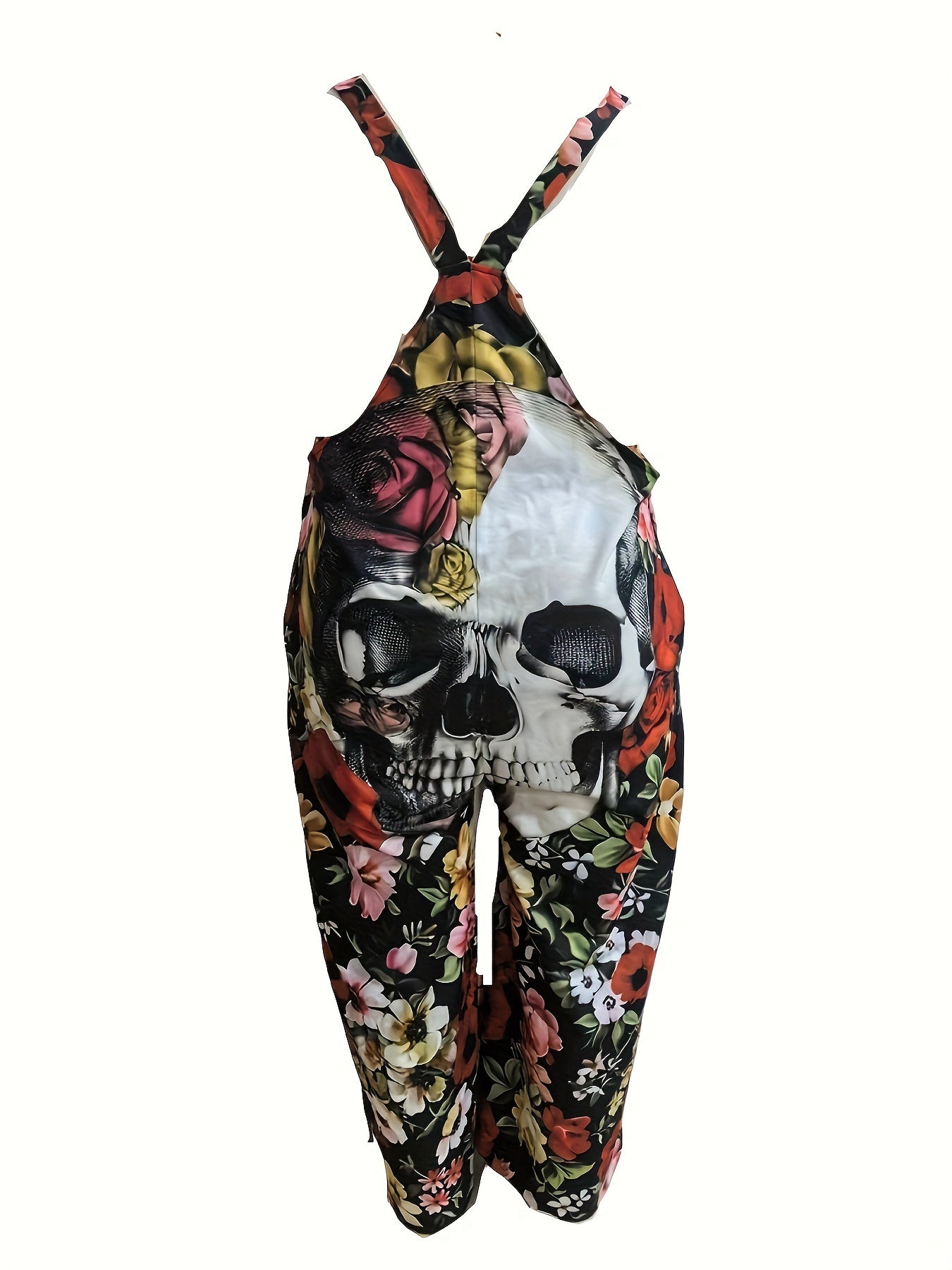Women's Floral Print Sleeveless Jumpsuit Casual Summer Romper with Asymmetrical Hem
