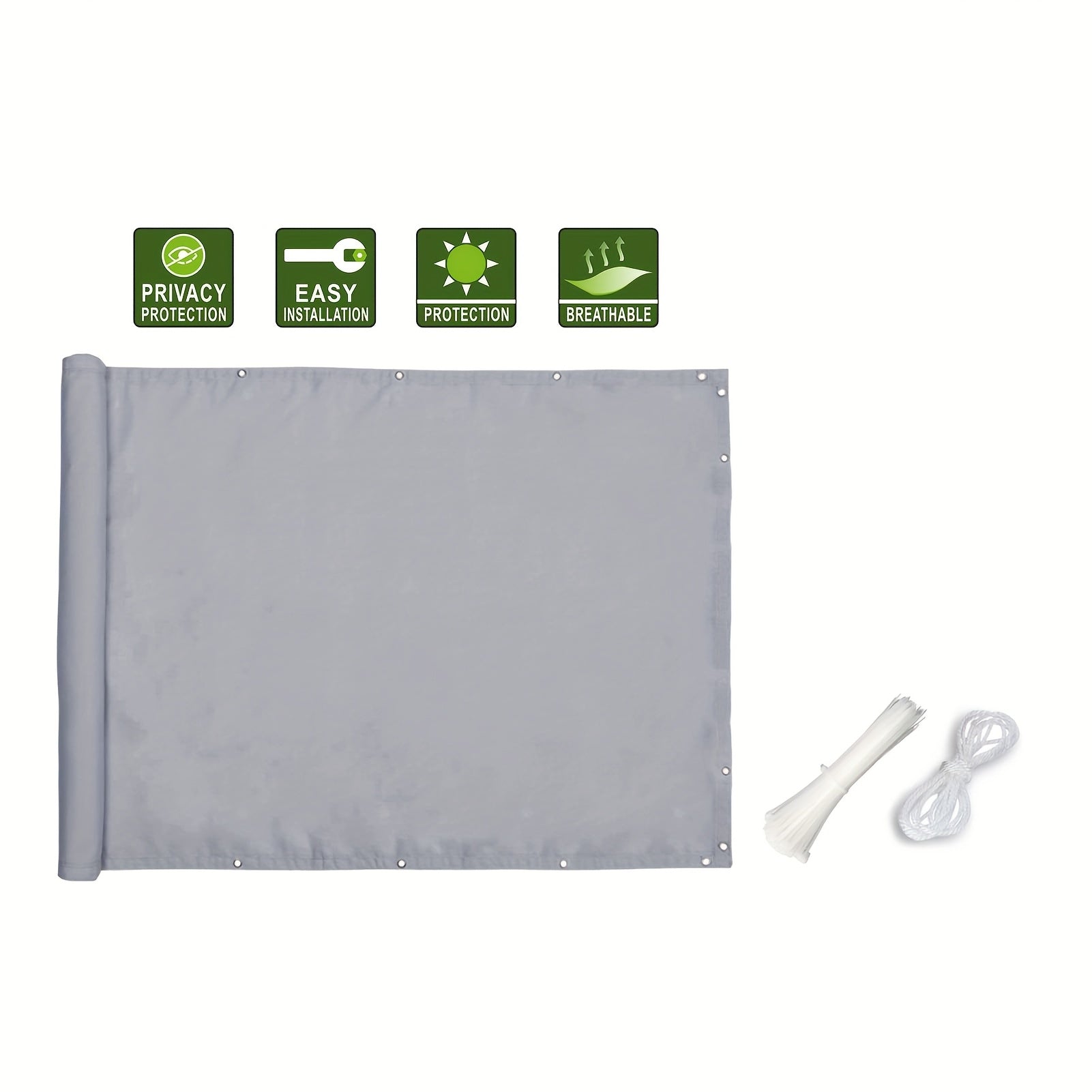 Black Polyester Privacy Screen for Balcony Porch Deck UV Water-Resistant Breathable Fabric