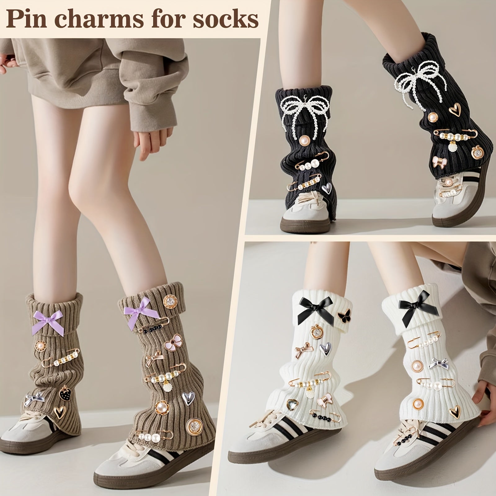 Women Girls Bow Brooch Shoe Sock Accessories DIY Heart Flowers 30/50pcs