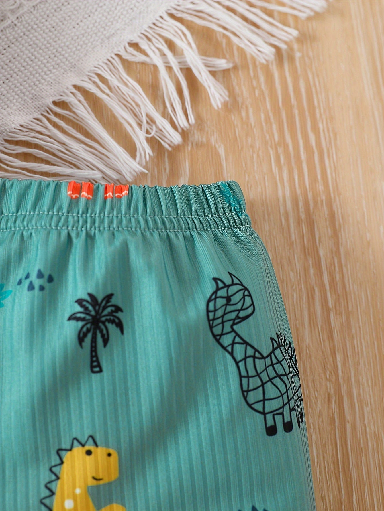 Детский летний набор безрукавки и шорт с принтом динозавра для мальчиков