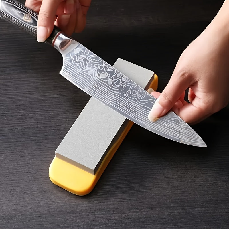 Двусторонний точильный камень с нескользящей основой для безопасной заточки ножей на кухнях, фуд-траках, прочный, желтый, синий