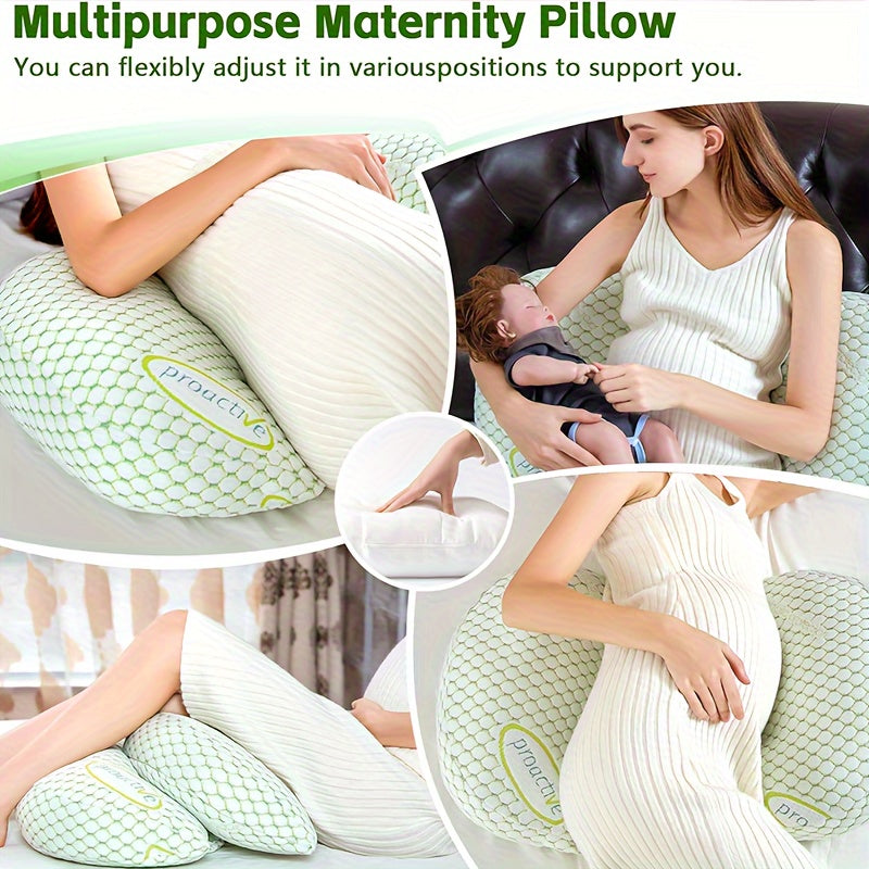 Adjustable Full Body Pregnancy Pillow with Soft Polyester Support for Expectant Mothers