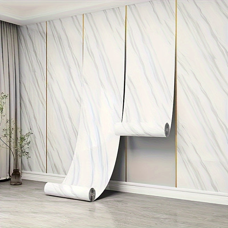 Self-Adhesive Marble Pattern Wallpaper Waterproof Removable for Kitchen Bedroom Living Room