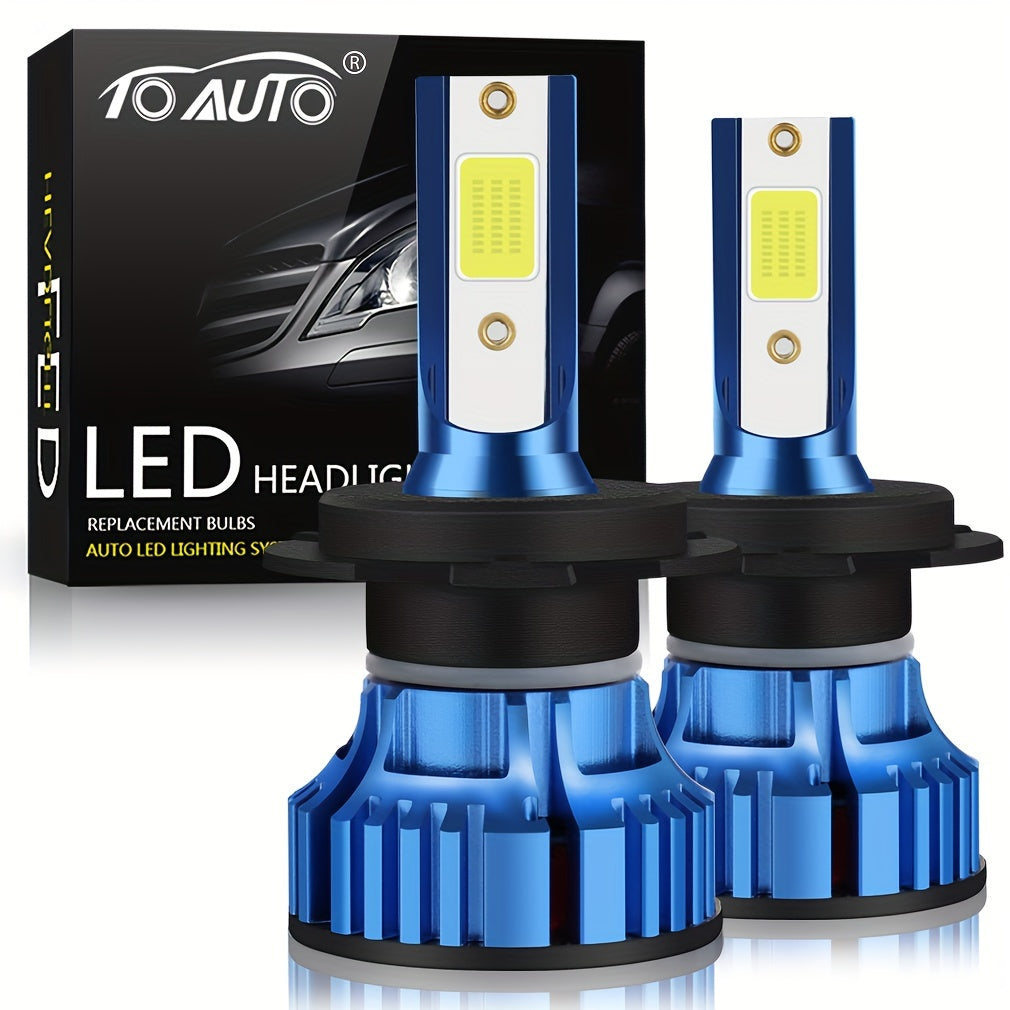 2Pcs 72W LED Headlight Bulbs for Cars 6500K White High Power H4 H7 H11