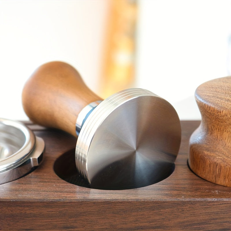 Espresso Tamper Stainless Steel Wooden Handle for 51/53/58mm Machines