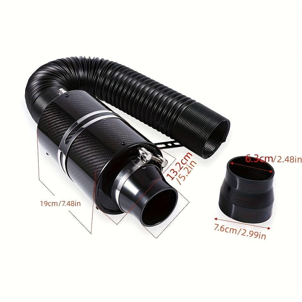 Universal Automotive Air Filter Kit Carbon Fiber Intake System with Flexible Hose