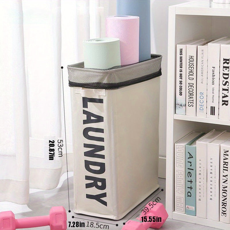 Cesta de ropa sucia delgada con malla a prueba de polvo y tela impermeable para almacenamiento de ropa