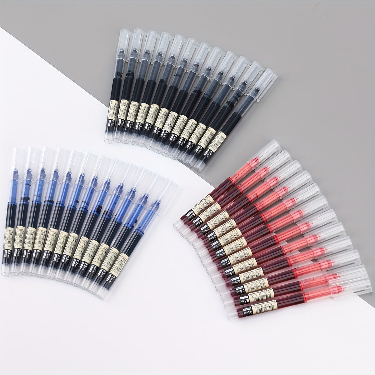30pcs Ballpoint Pens Set 0.5mm Quick Drying Ink Black Blue Red for School Office