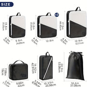 Set of 7 Lightweight Travel Compression Packing Cubes with Handles for Shoes Laundry and Underwear