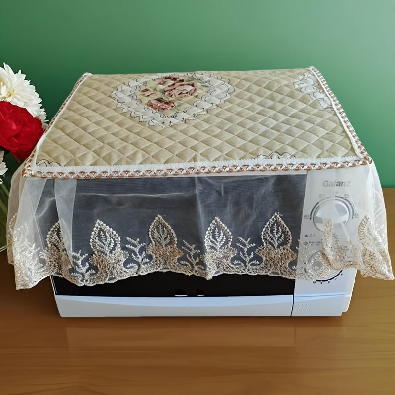 Европейская кружевная вышитая крышка для микроволновки с цветочным узором, зеленые листья, пылезащитная