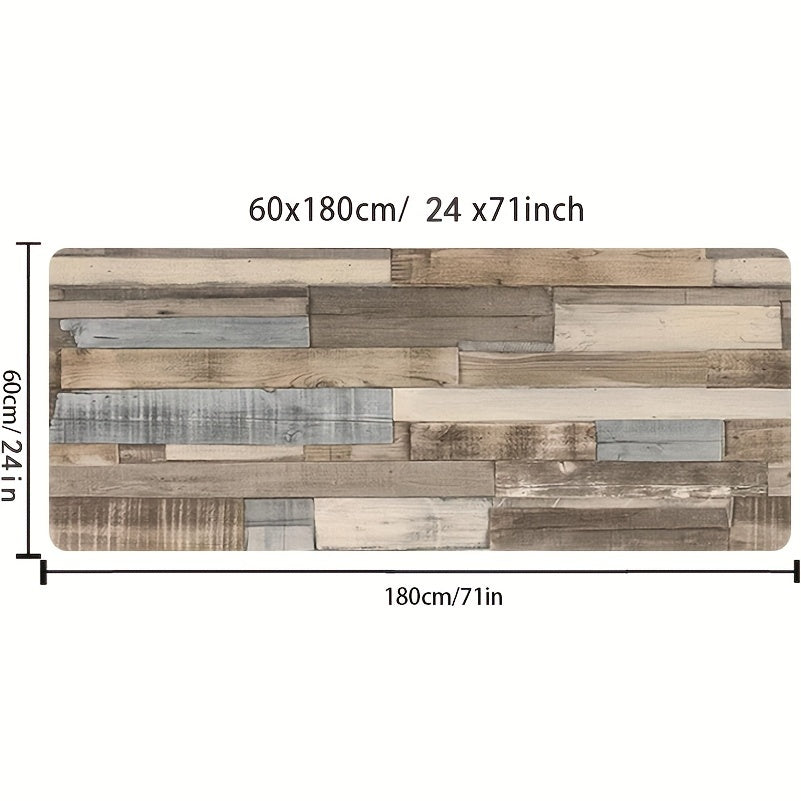 Anti-Skid Water-Absorbing Kitchen Mat with Wood Grain Pattern for Indoor Use