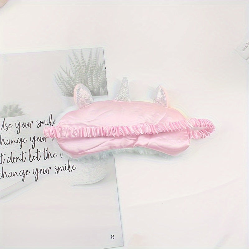 Unicorn Sleep Mask Fuzzy Eye Cover with Horns for Restful Sleep