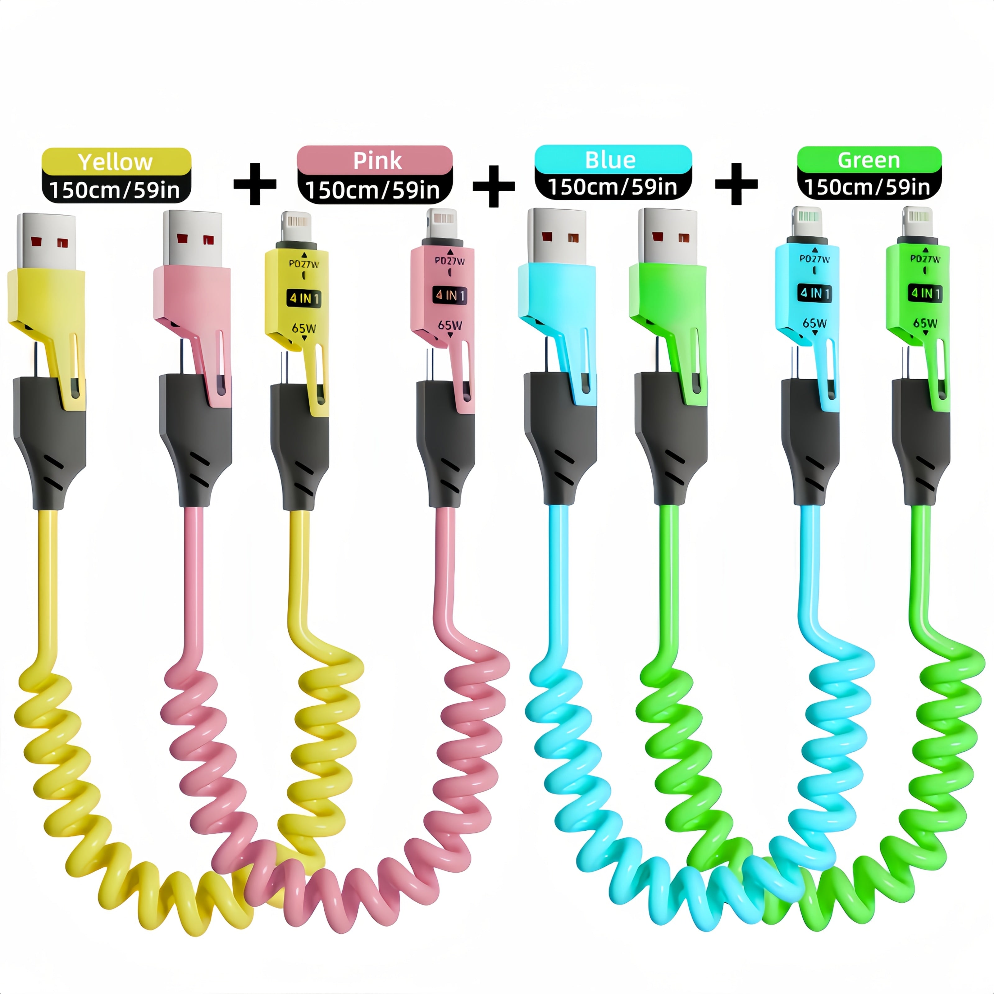 65W High-Speed Flat USB to Lightning Charging Cable for iPhone, Android, Car and Home Use 1 2 4 Pack