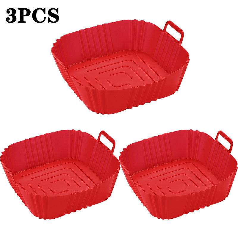 Set of 3 Non-Stick Silicone Air Fryer Baskets Food-Grade Oven-Safe Accessories