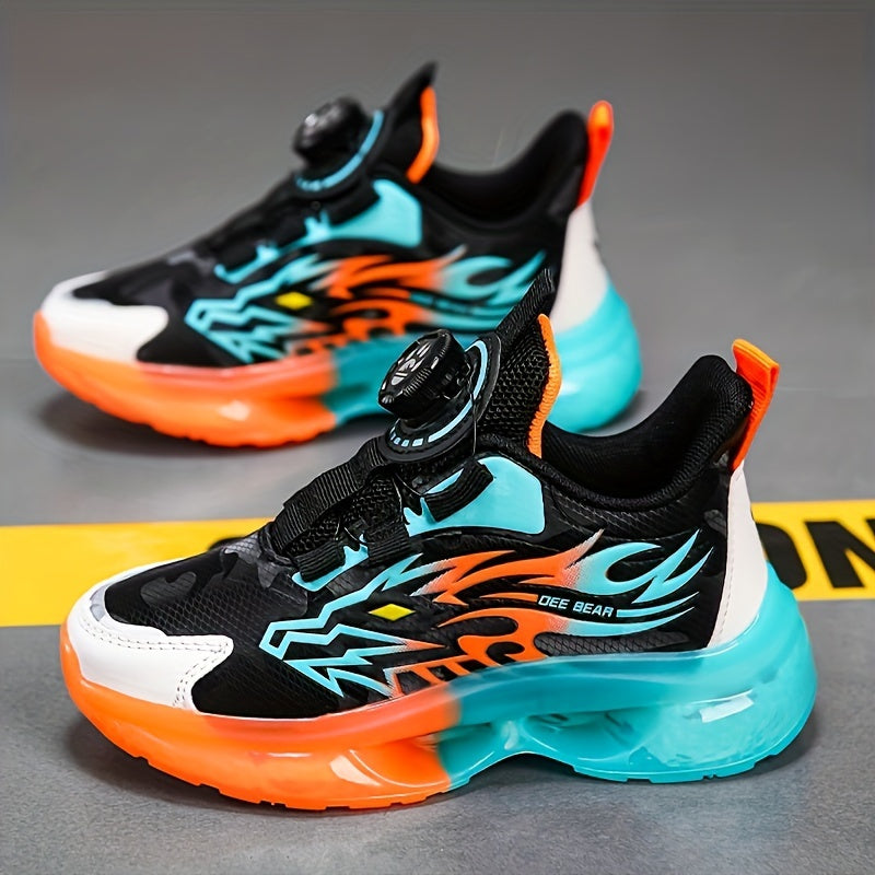 Kids Boys Striped Fitness Sneakers Low Top PU Fabric EVA Closure