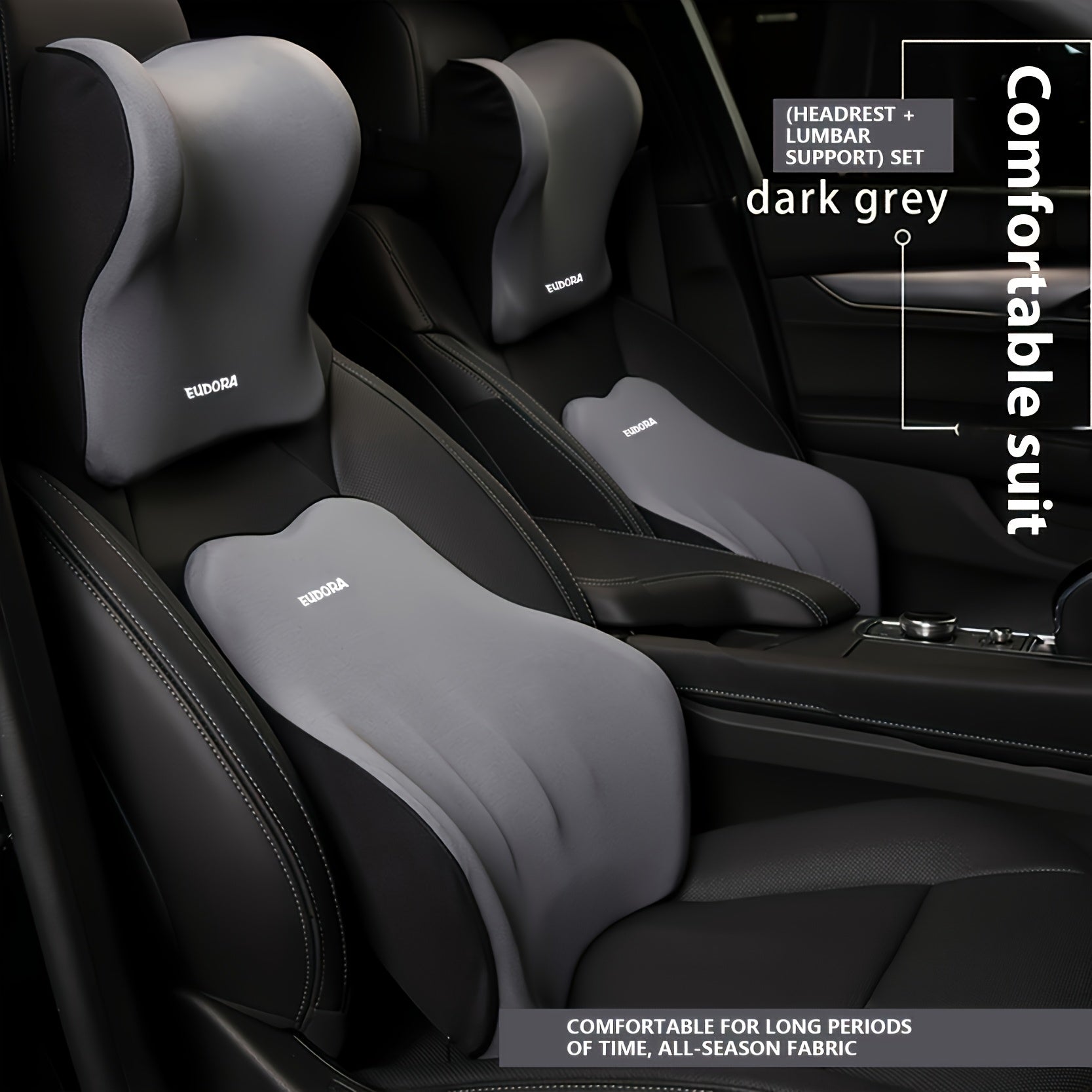 Universal Car Lumbar Support And Neck Pillow Set, Breathable Memory Foam