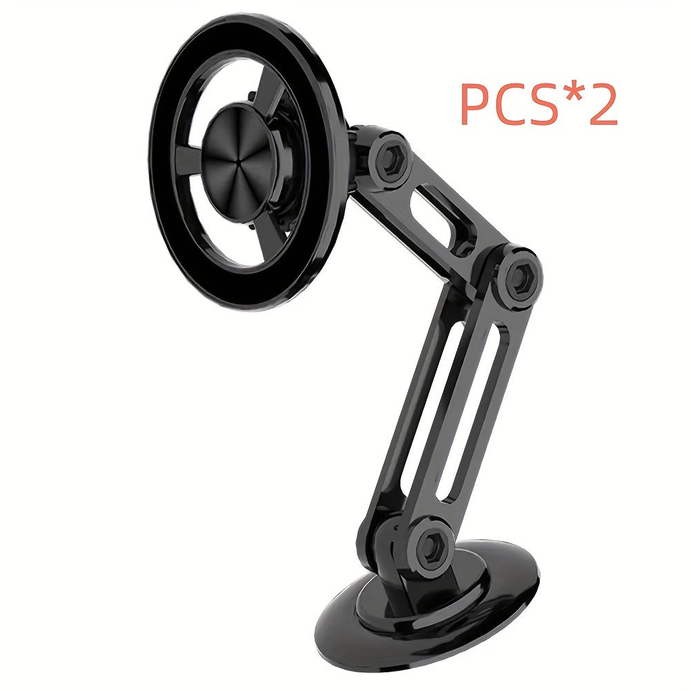 Soporte para teléfono de coche magnético giratorio de aluminio universal de 360° con brazo plegable