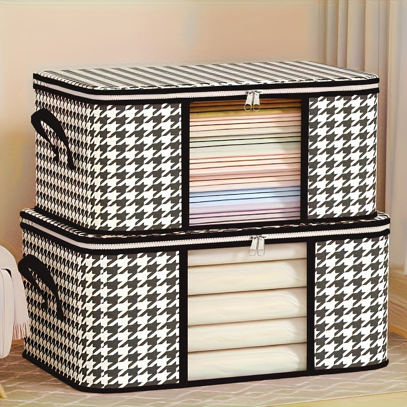 Set of 6 Clothes Storage Bags with Zipper Closure and Handles for Bedding and Closet Organization