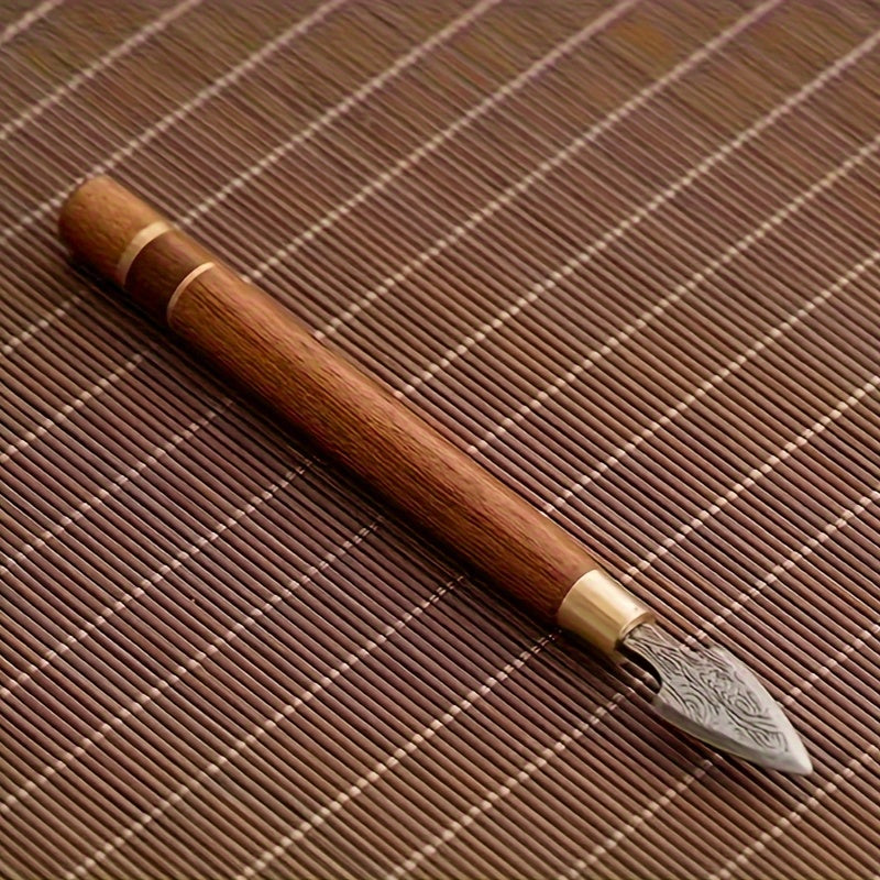 Handmade Damascus Steel Tea Knife Set with Wooden Tea Tools for Matcha and Pu-erh