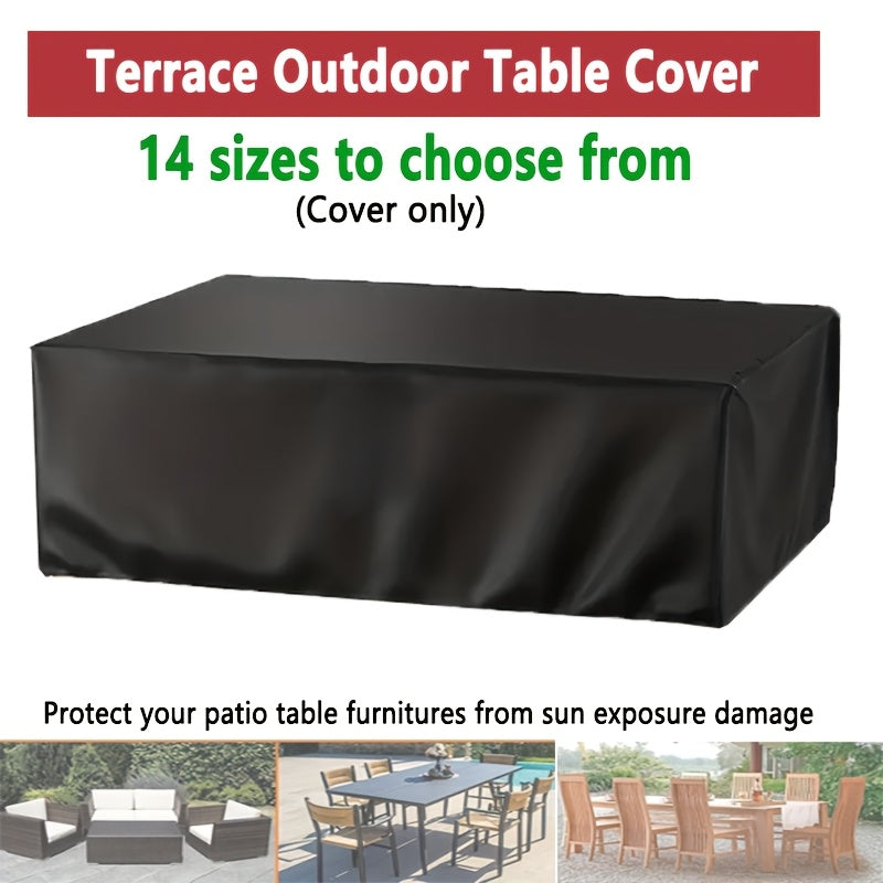 Outdoor Rectangular Table and Chair Cover Polyester Waterproof UV Resistant Black