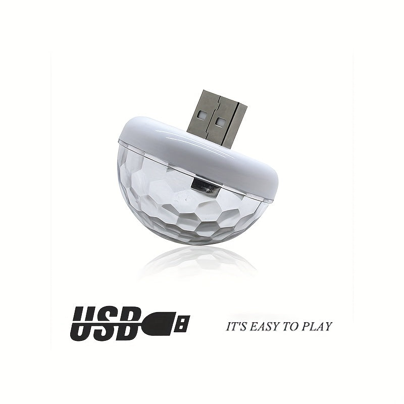 Mini Voice-Controlled LED Party Light for Car, Rotating Disco Atmosphere