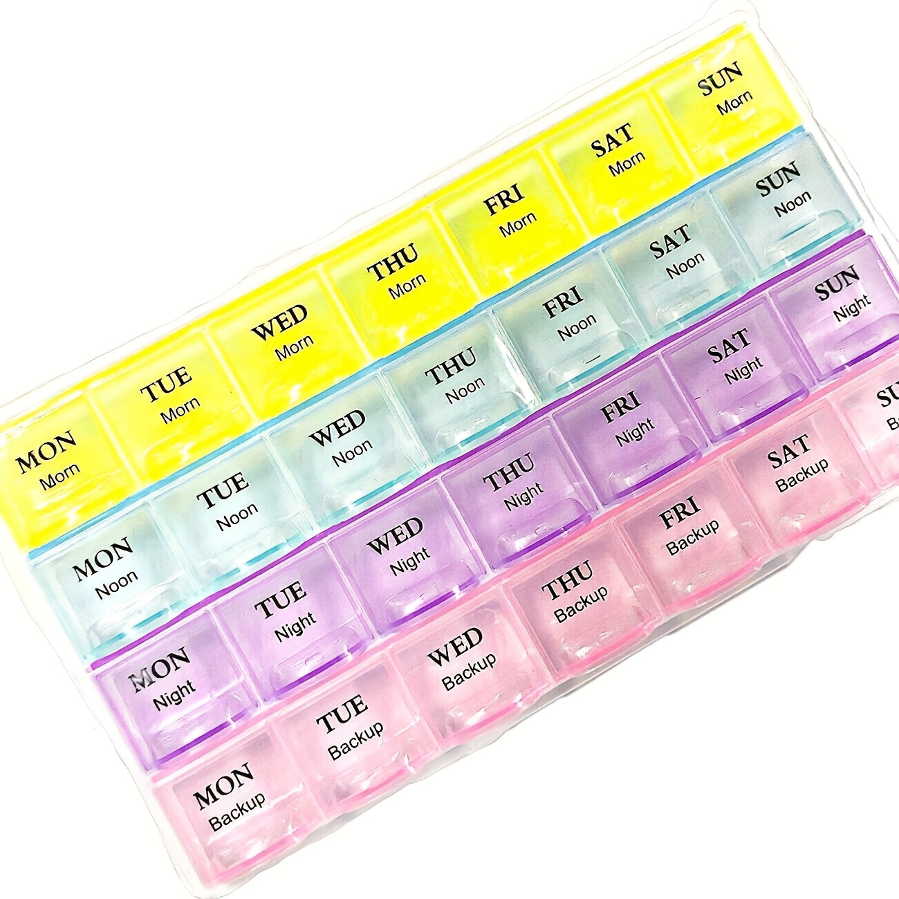 Unisex Plastic Pill Organizer 28 Compartments Colorful Daily Medication Storage