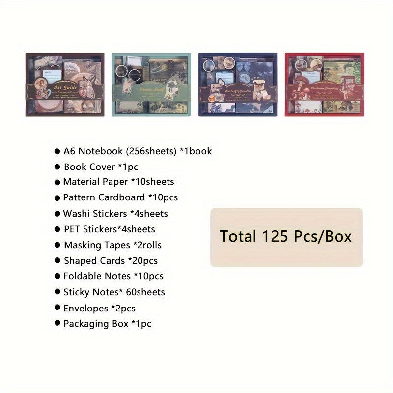 Vintage uslubidagi skrabbook stikerlari qog'oz to'plami - 125 dona