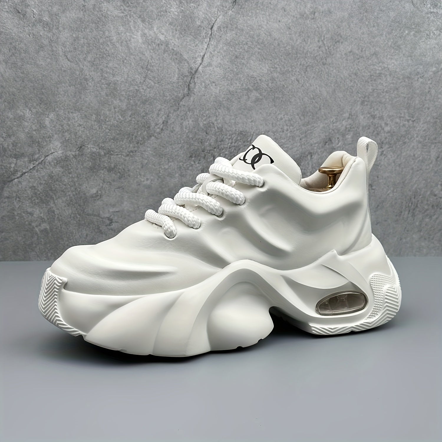 Men's White Chunky Sneakers Breathable Durable All Seasons Casual Street Style